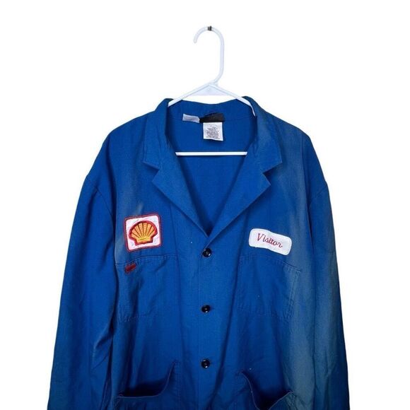 American Vintage 80s Sun Faded Shell Gas Station Lab Coat XXL - Picture 2 of 7